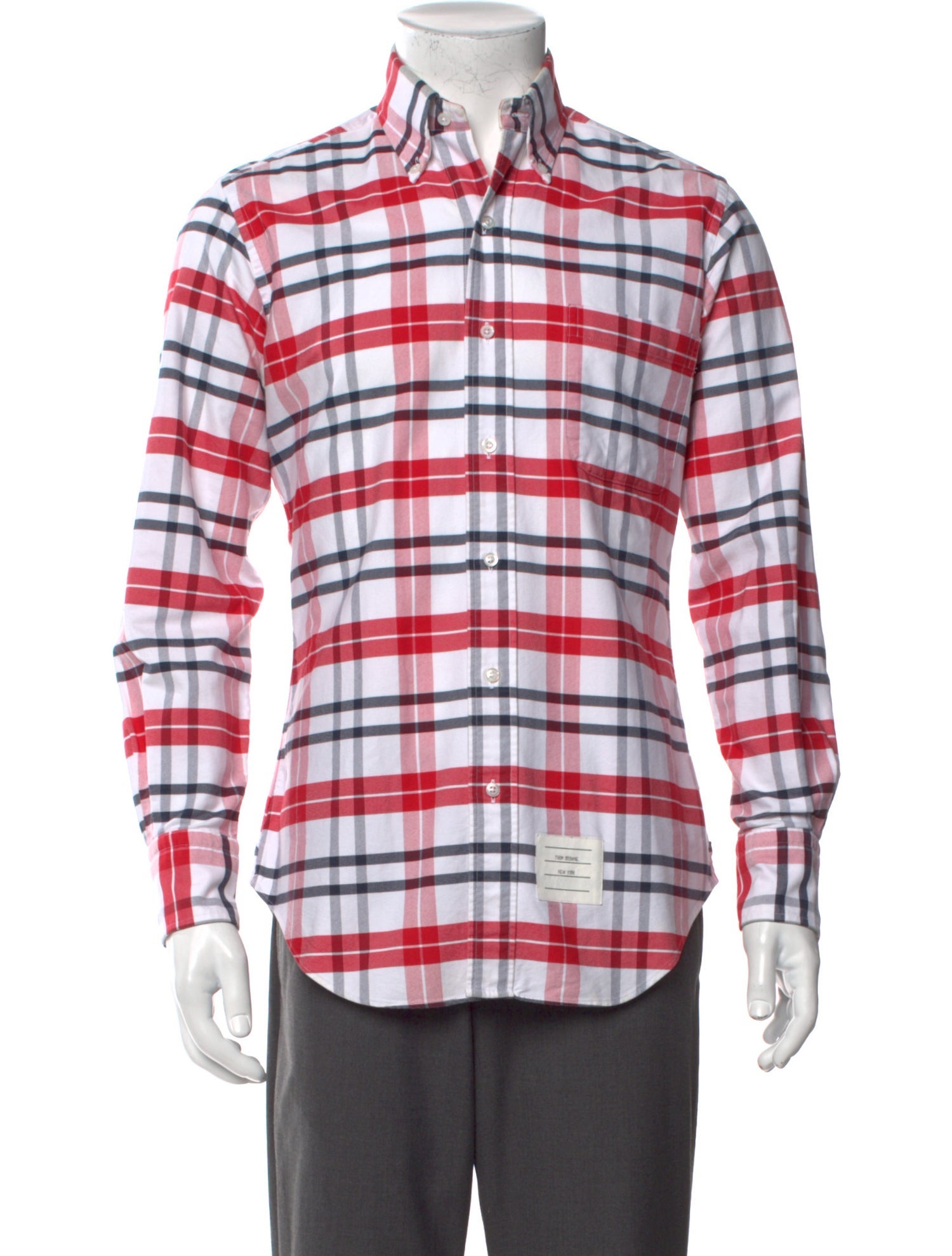 Thom Browne Plaid Print Long Sleeve Shirt