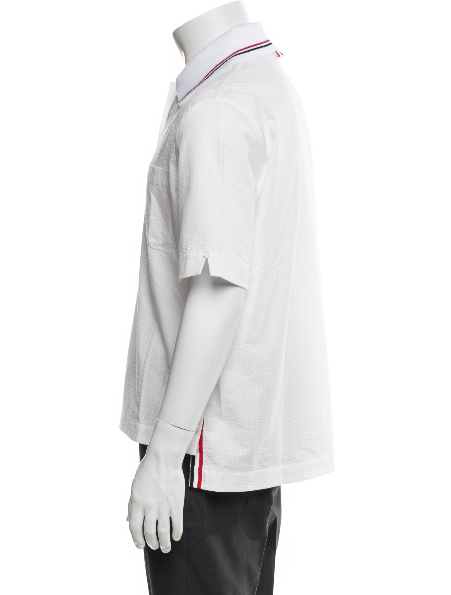 Thom Browne Seersucker Polo Shirt Crew Neck Polo Shirt