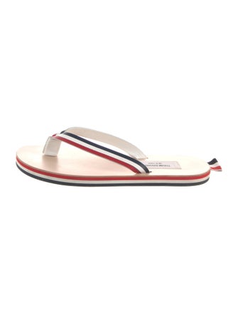 Thom Browne Leather Striped Flip Flops