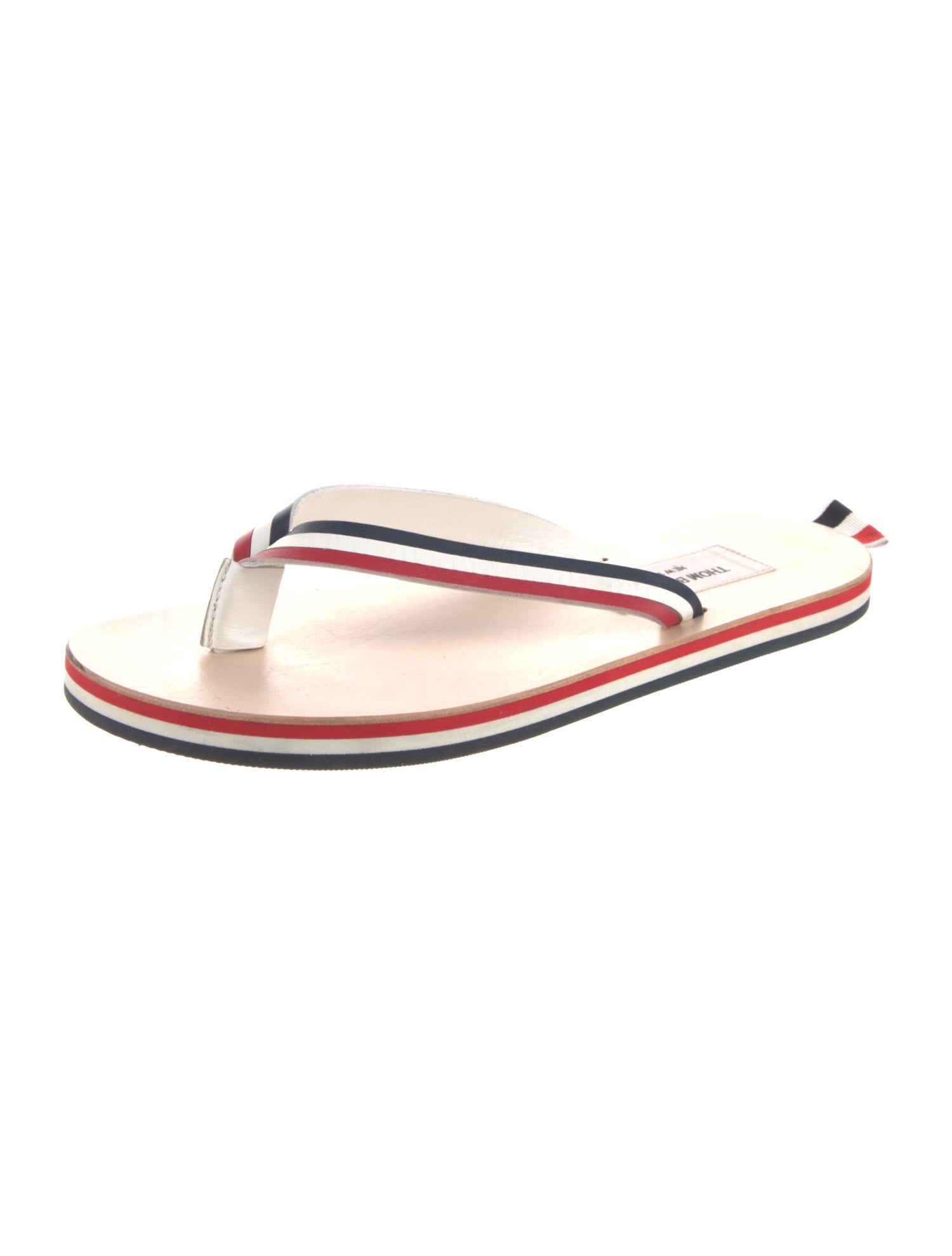 Thom Browne Leather Striped Flip Flops