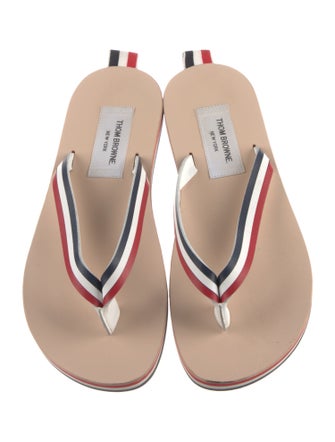 Thom Browne Leather Striped Flip Flops
