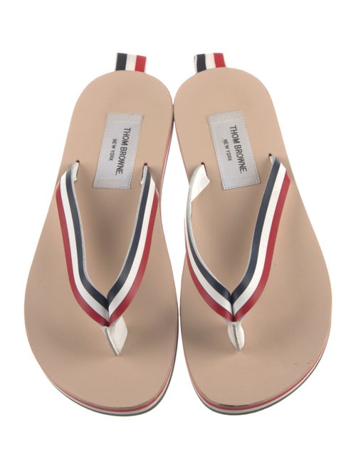 Thom Browne Leather Striped Flip Flops
