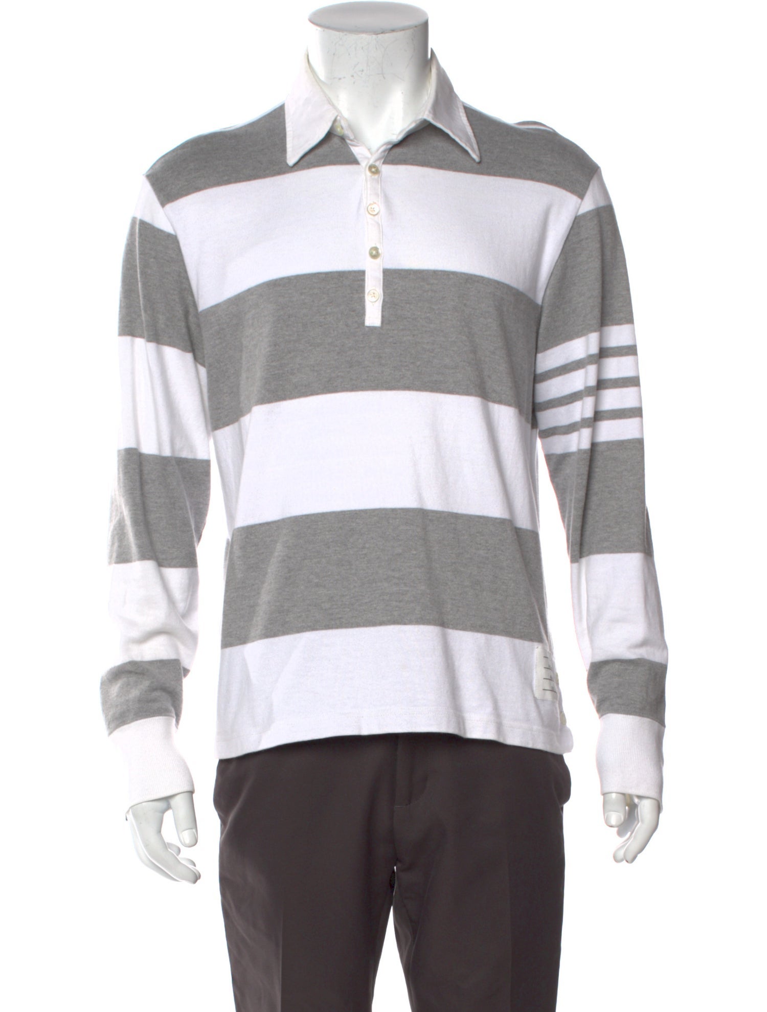 Thom Browne 4-Bar Striped Colorblock Pattern Shirt