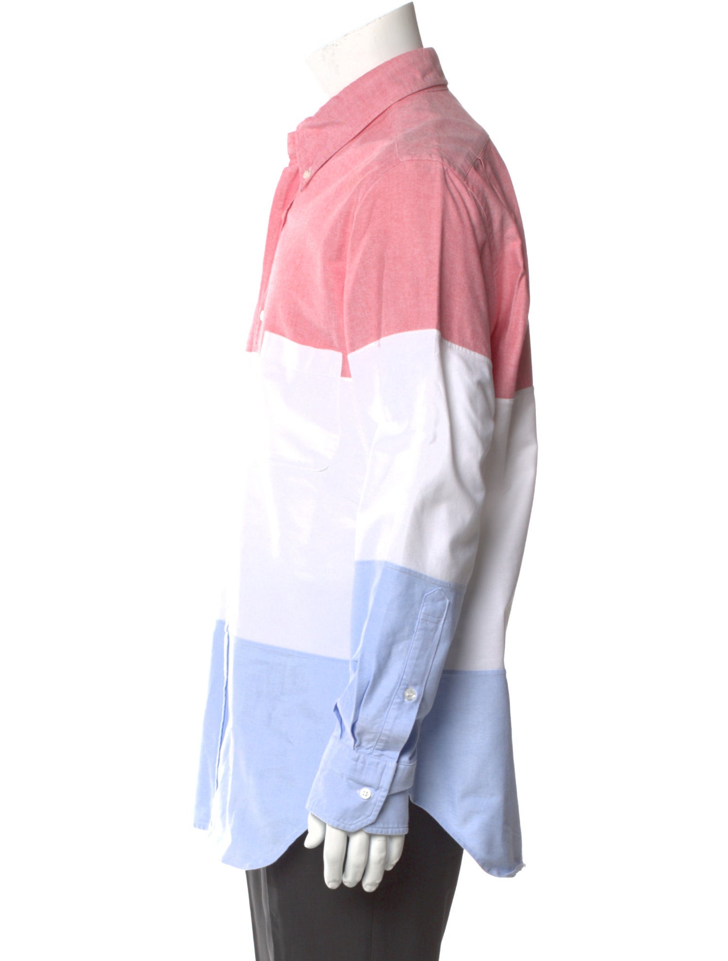Thom Browne Colorblock Pattern Long Sleeve Shirt