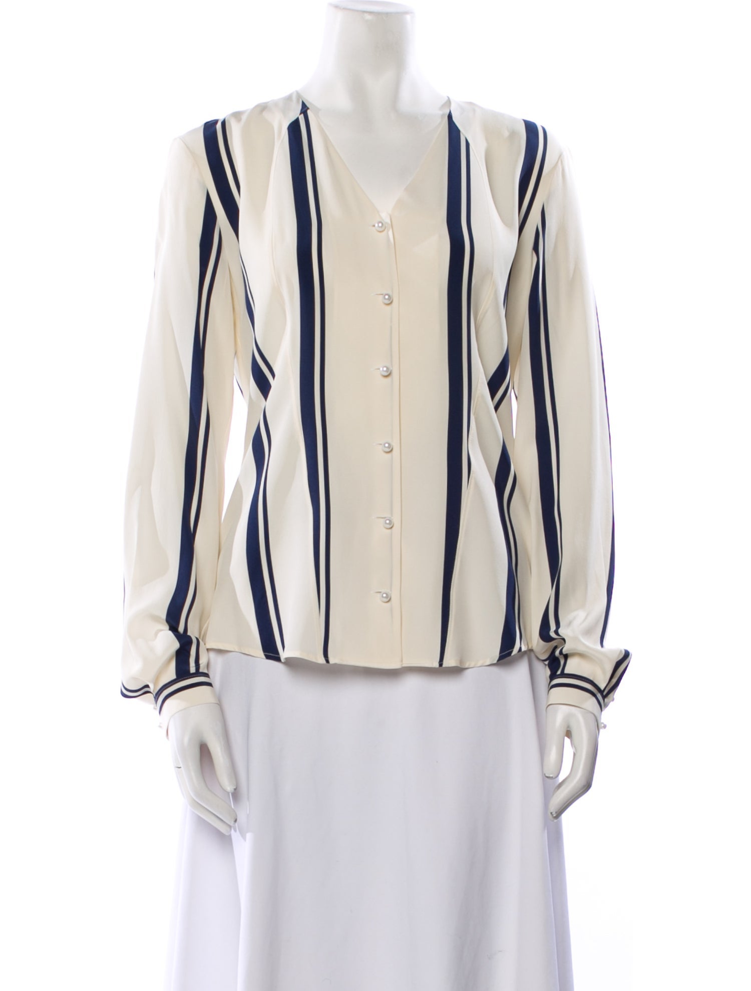 Thom Browne Silk Striped Button-Up Top
