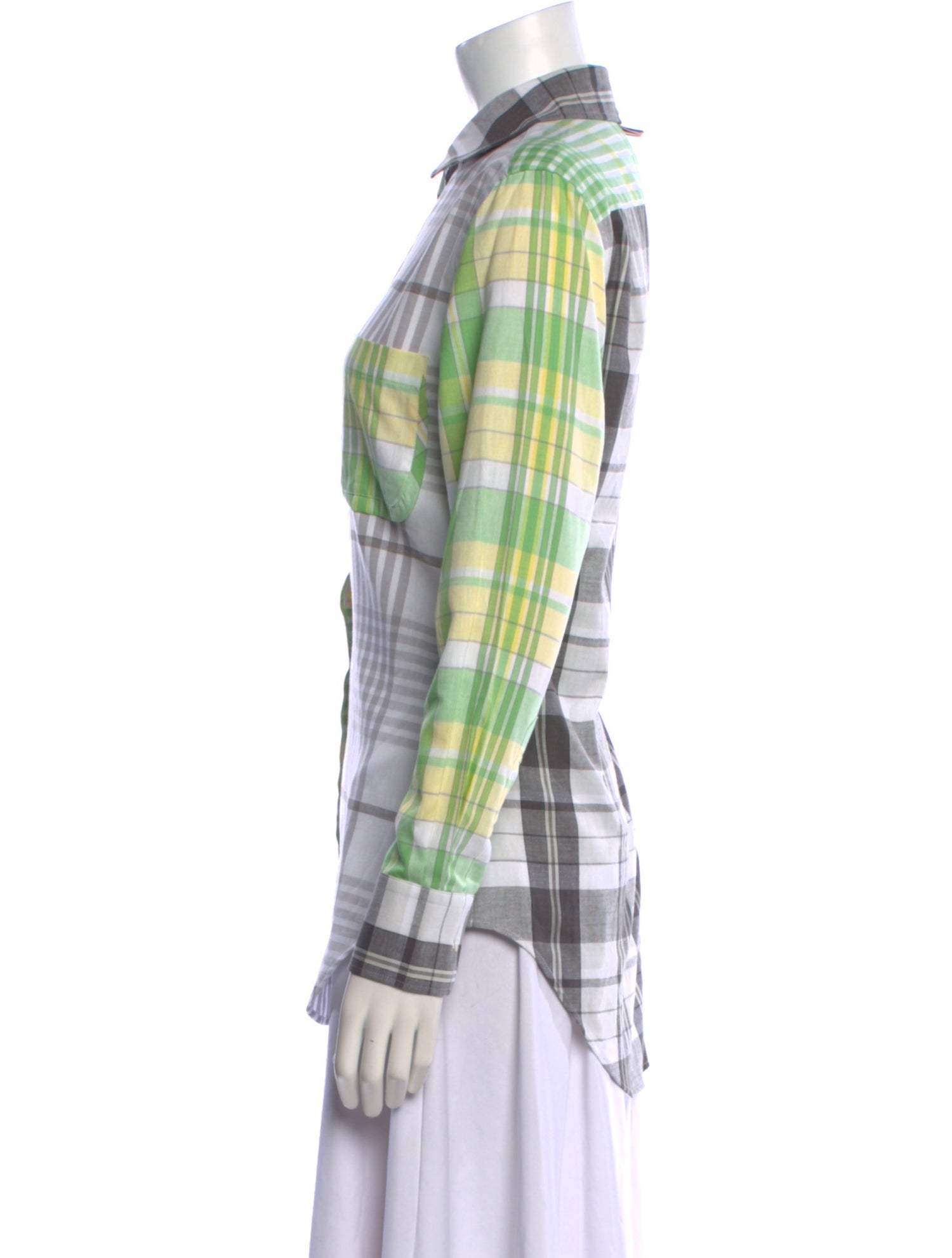 Thom Browne Plaid Print Long Sleeve Button-Up Top w/ Tags