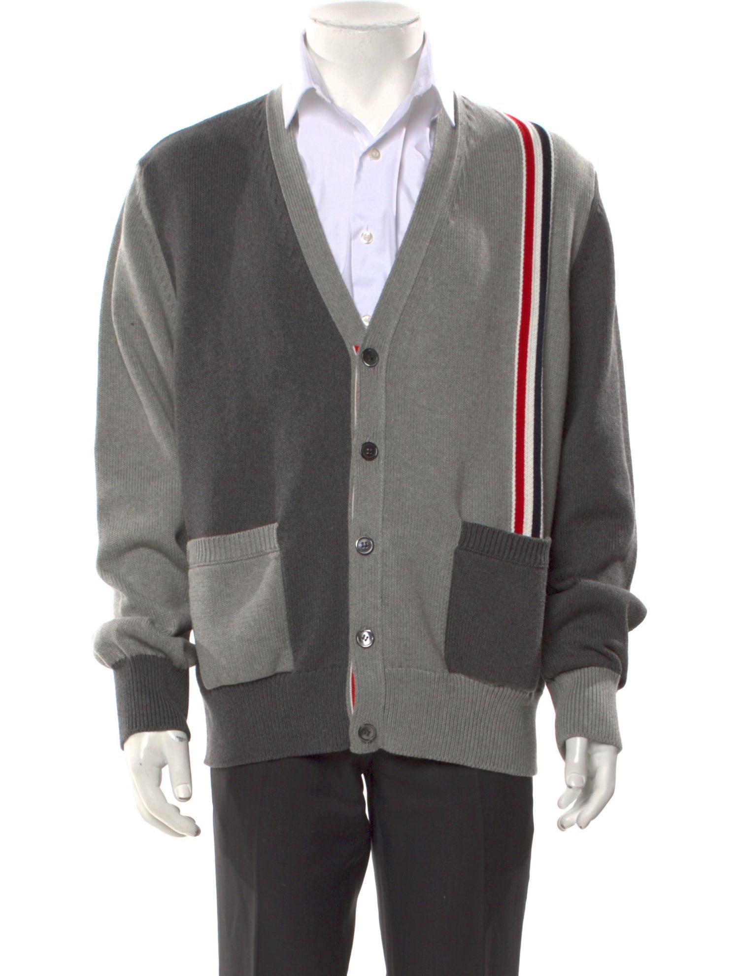 Thom Browne Funmix V-neck Colorblock Pattern Cardigan