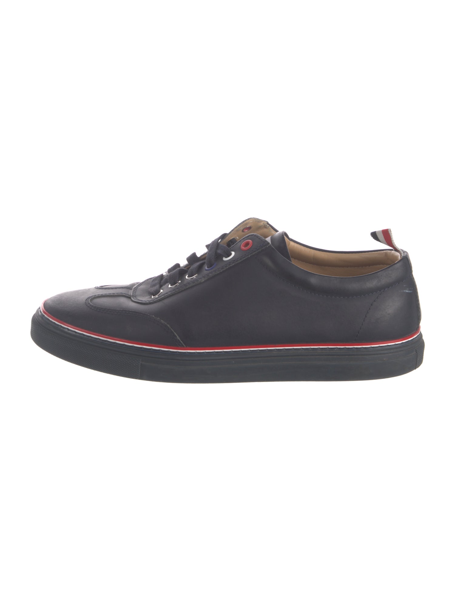 スニーカー THOM BROWNE LEATHER SNEAKER WITH LOGO THOM BROWNE | Leather Low Top Sneakers | Men | Lane Crawford