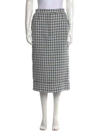 Thom Browne Plaid Print Midi Length Skirt