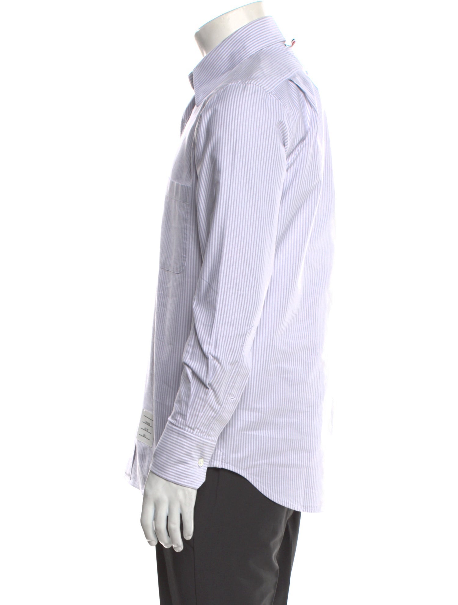 Thom Browne Flower Appliqué Striped Shirt