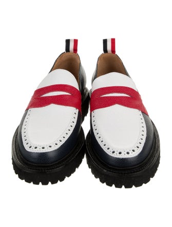 Thom Browne Leather Colorblock Pattern Loafers