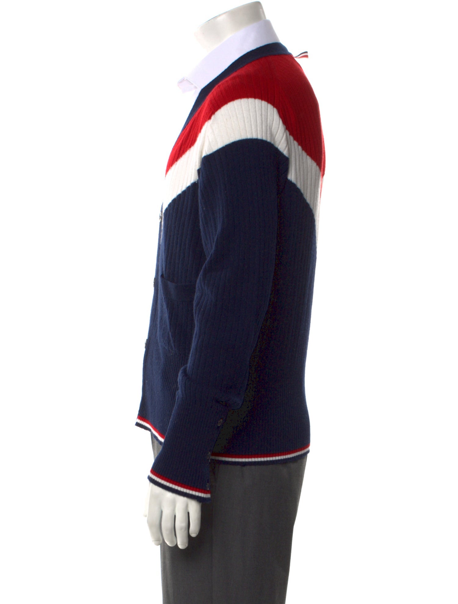 Thom Browne Cashmere Colorblock Pattern Cardigan