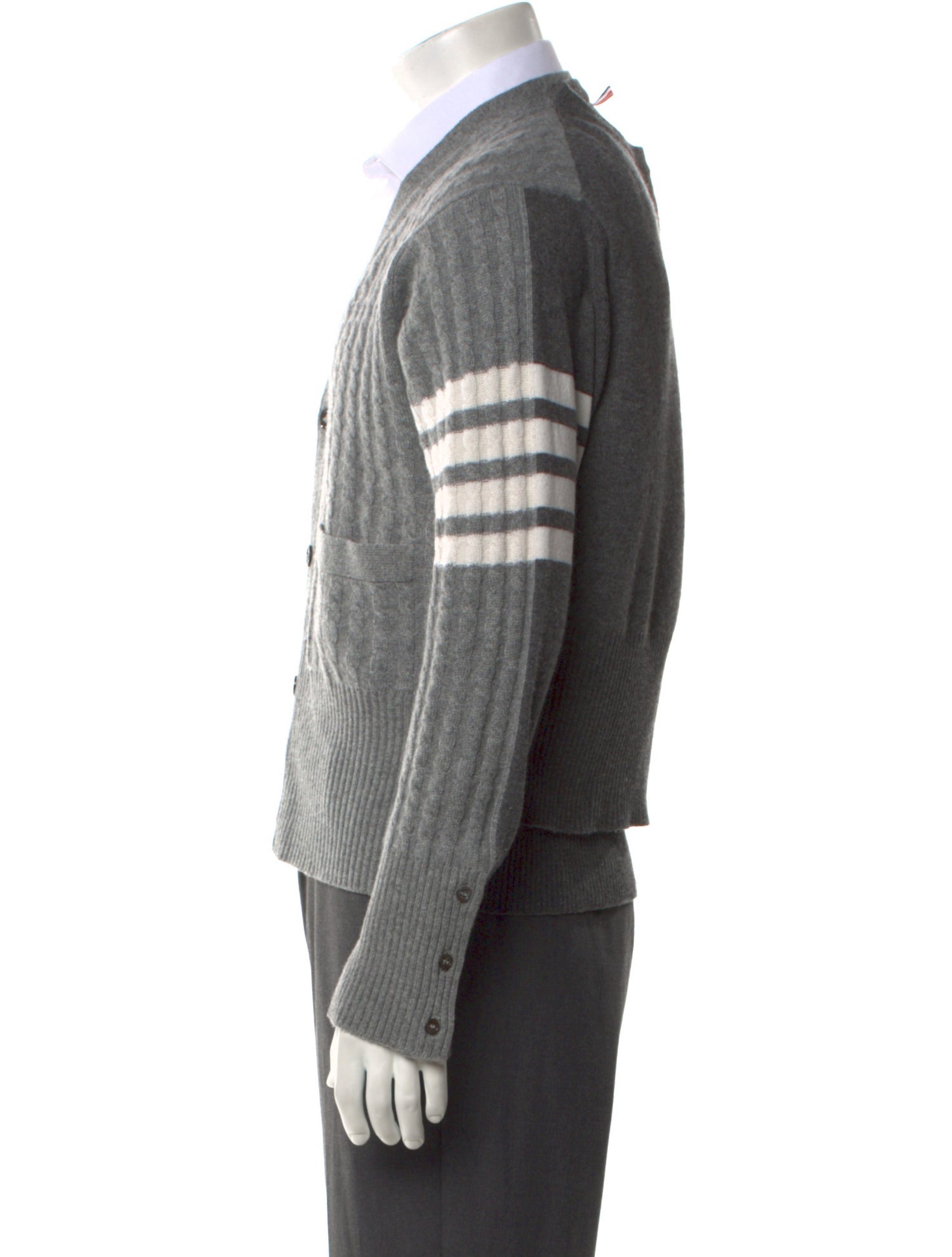 Thom Browne Illusion 4-Bar Cashmere Cardigan