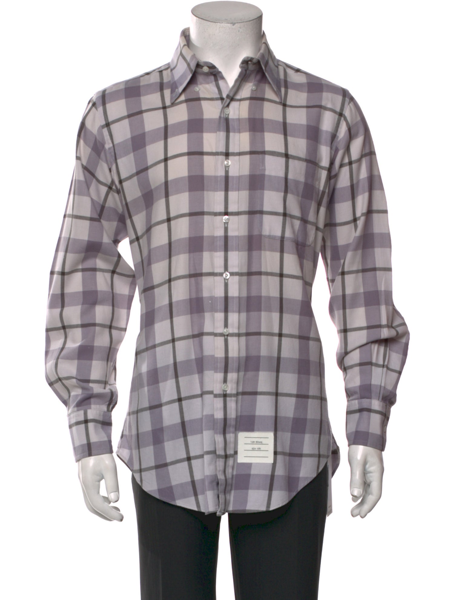 Thom Browne Plaid Print Long Sleeve Shirt