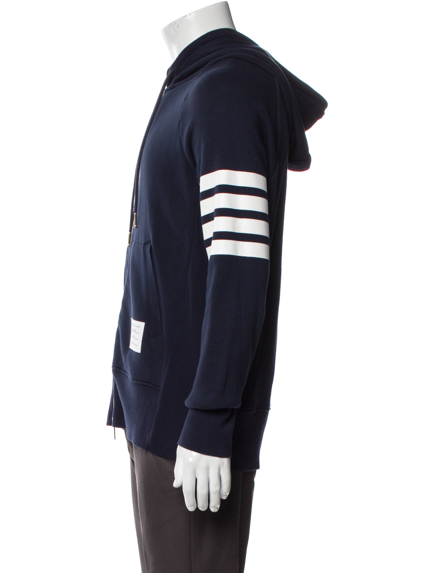 Thom Browne 4 Bar Striped Zip Up Striped Hoodie