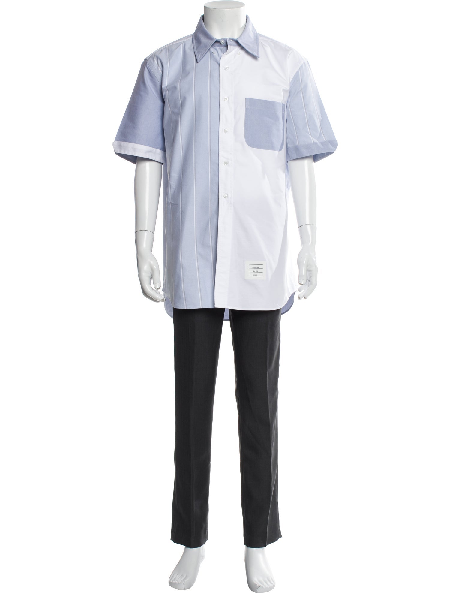Thom Browne Colorblock Pattern Short Sleeve Shirt