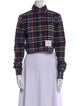 Thom Browne Plaid Print Mock Neck Crop Top