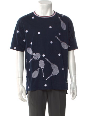 Thom Browne Tennis Graphic Embroidered Printed T-Shirt