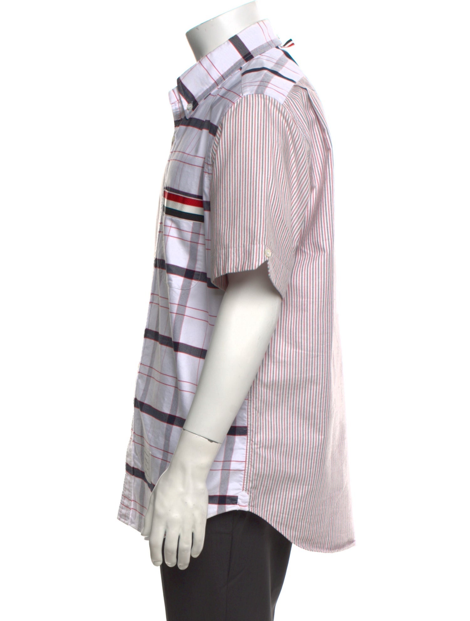 Thom Browne Funmix Tricolor Plaid Print Shirt