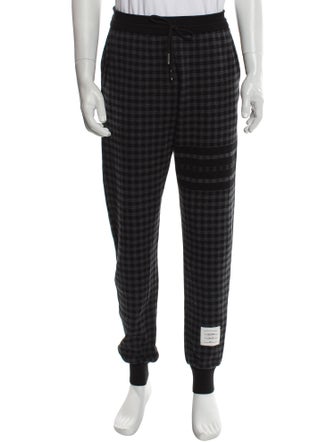 Thom Browne 4-Bar Plaid Print Lounge Bottoms