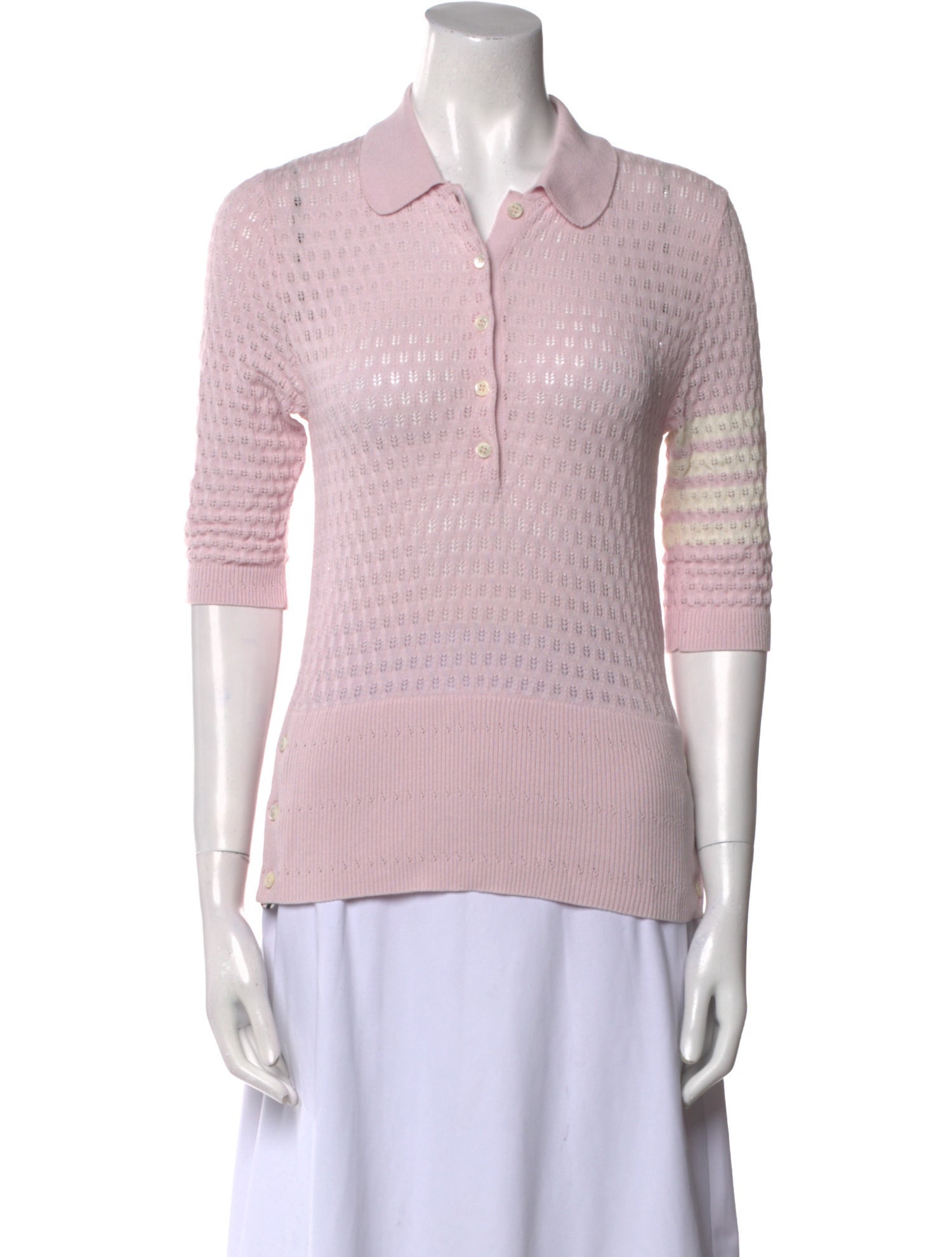 Thom Browne 4-Bar Three-Quarter Sleeve Polo