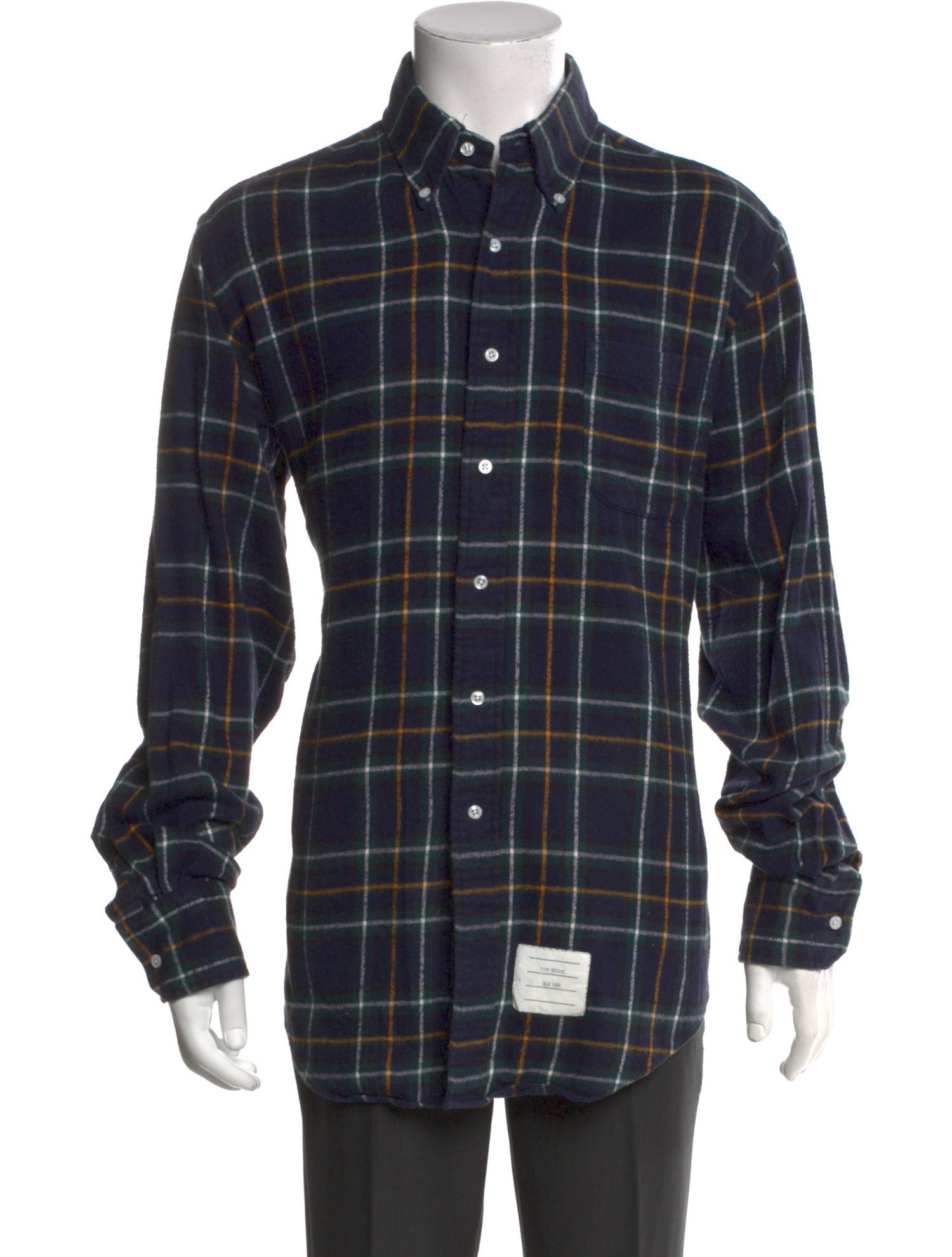 Thom Browne Plaid Print Long Sleeve Shirt