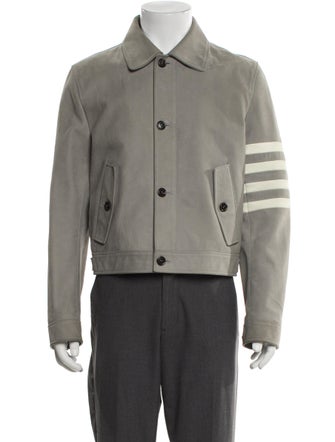 Thom Browne 4-Bar Leather Utility Jacket