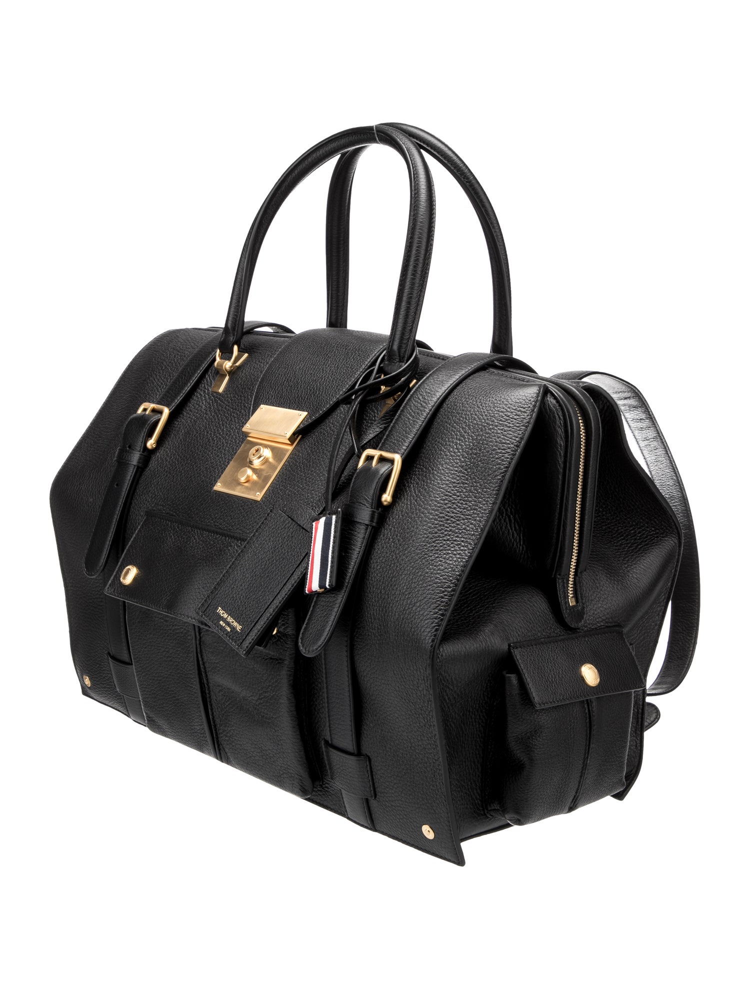 Thom Browne Leather Weekender Bag