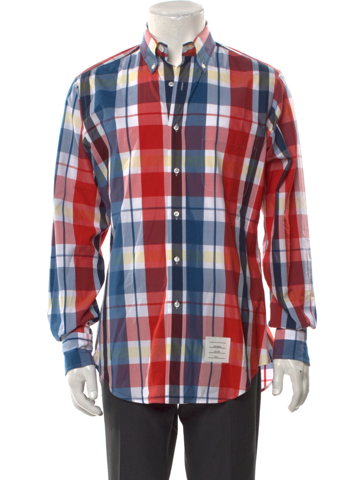 Thom Browne Plaid Print Long Sleeve Shirt