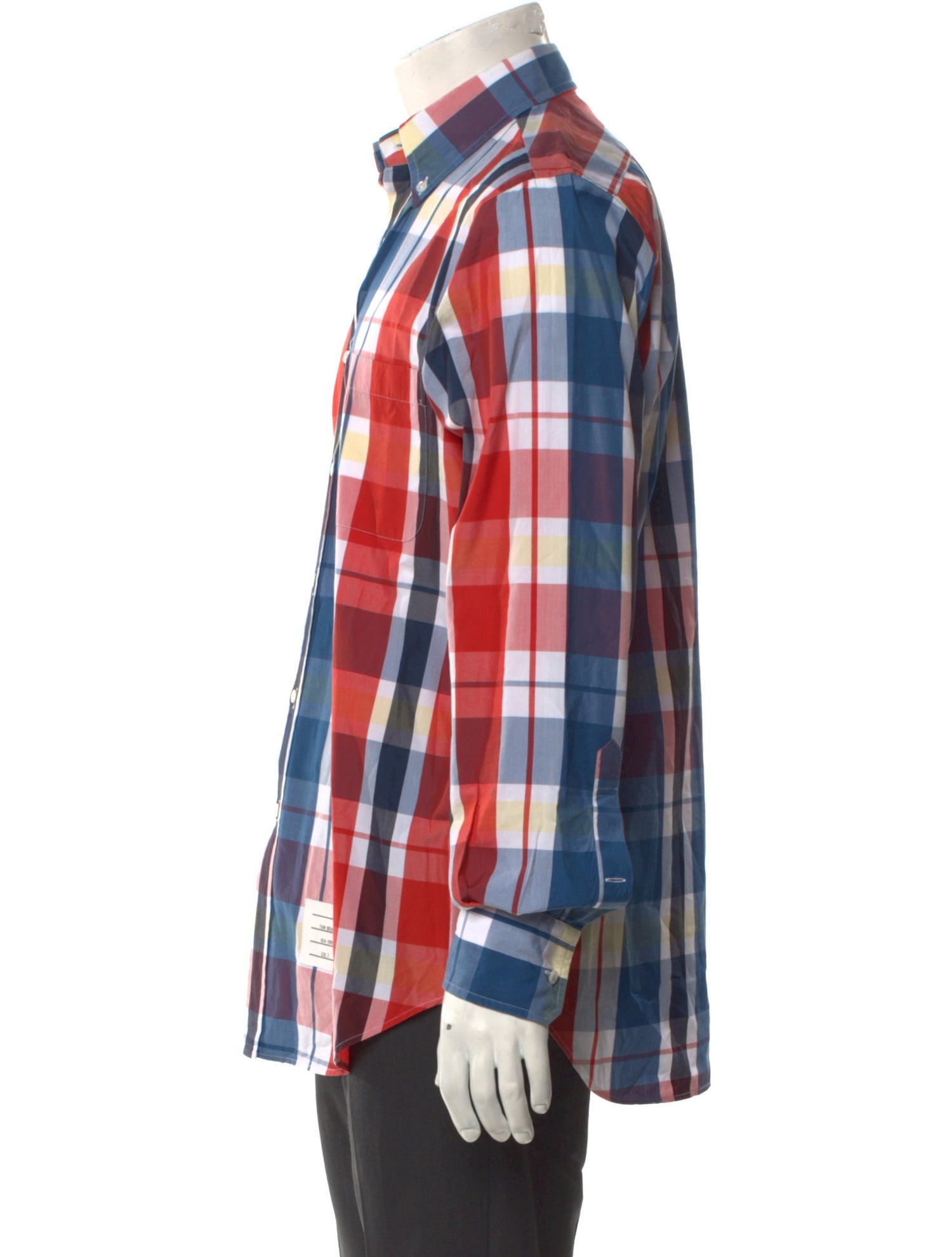Thom Browne Plaid Print Long Sleeve Shirt