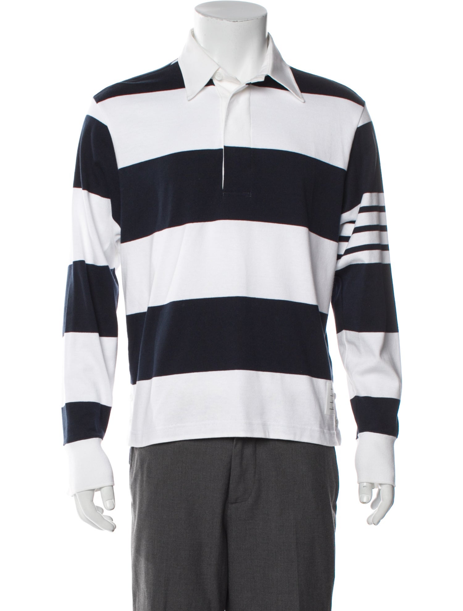 Thom Browne 4-Bar Striped Polo Shirt
