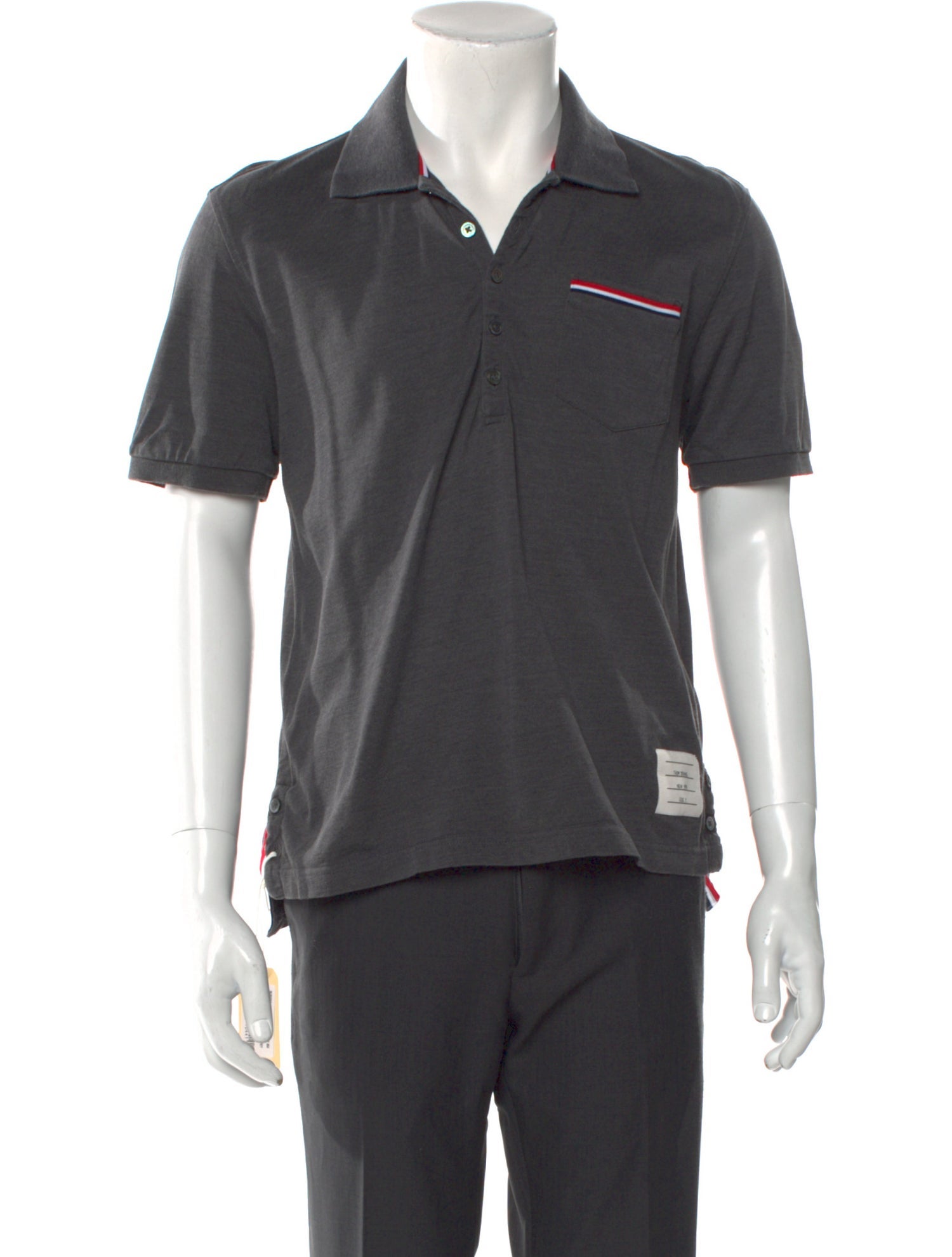 Thom Browne V-Neck Short Sleeve Polo Shirt