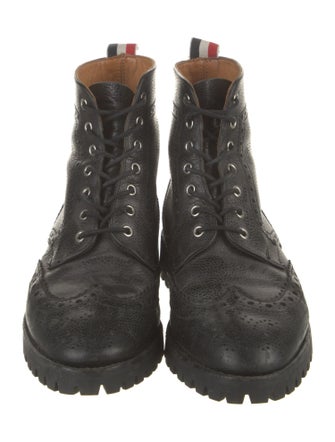 Thom Browne Leather Lasercut Accents Combat Boots