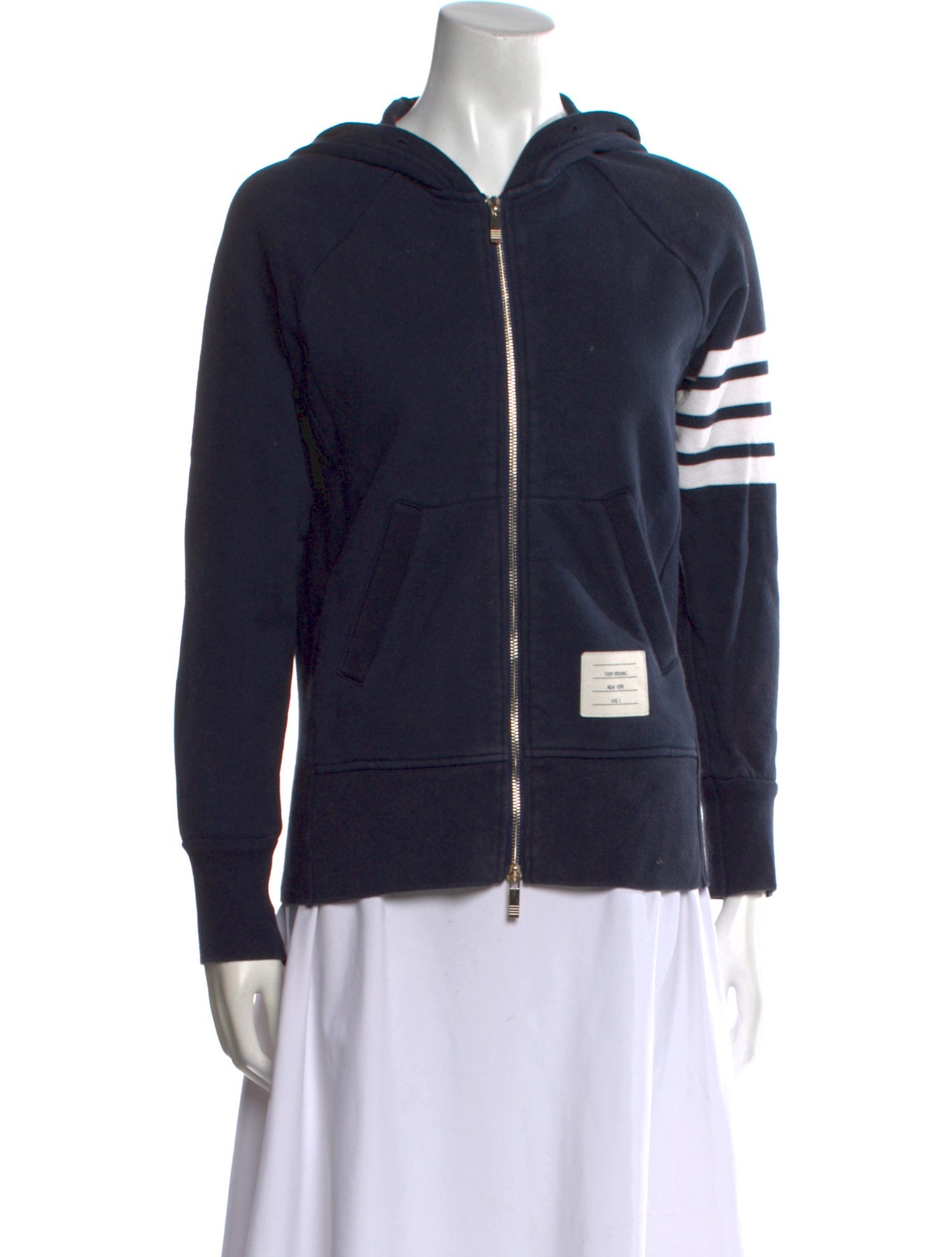 Thom Browne 4-Bar Zip Crew Neck Hoodie