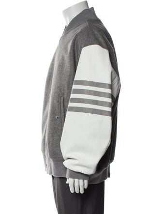 Thom Browne Wool Varsity 4-Bar Wool Bomber Jacket
