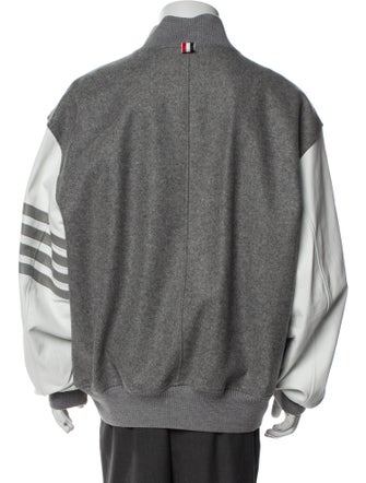 Thom Browne Wool Varsity 4-Bar Wool Bomber Jacket