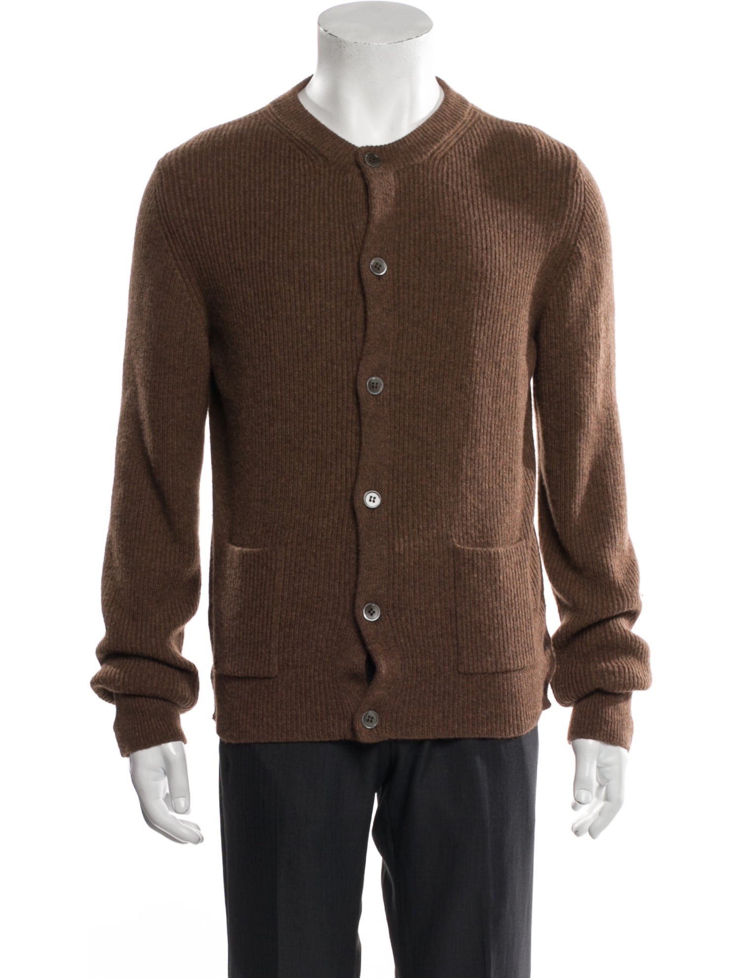 Thom Browne Camel Hair Crew Neck Cardigan