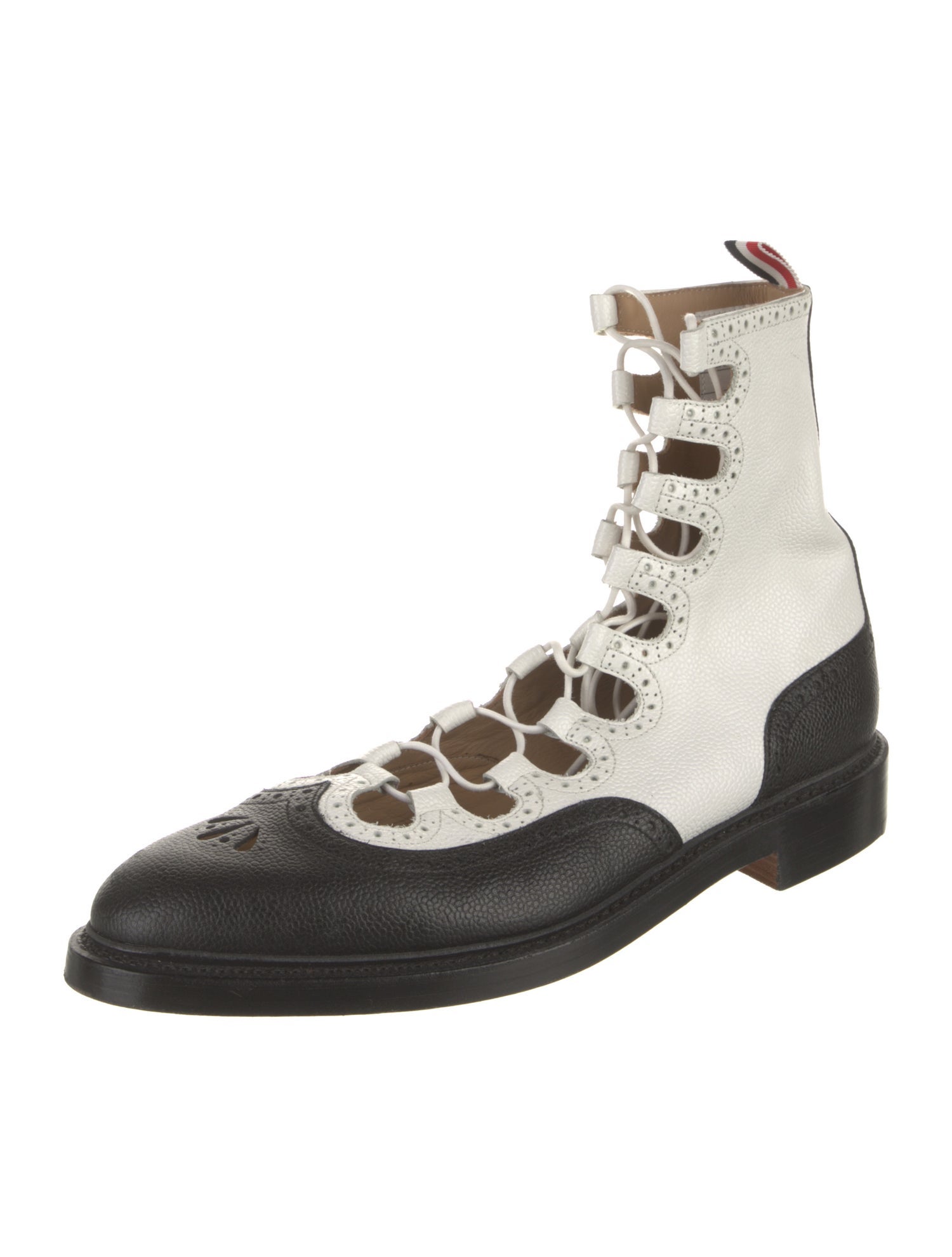 Thom Browne Leather Colorblock Pattern Boots