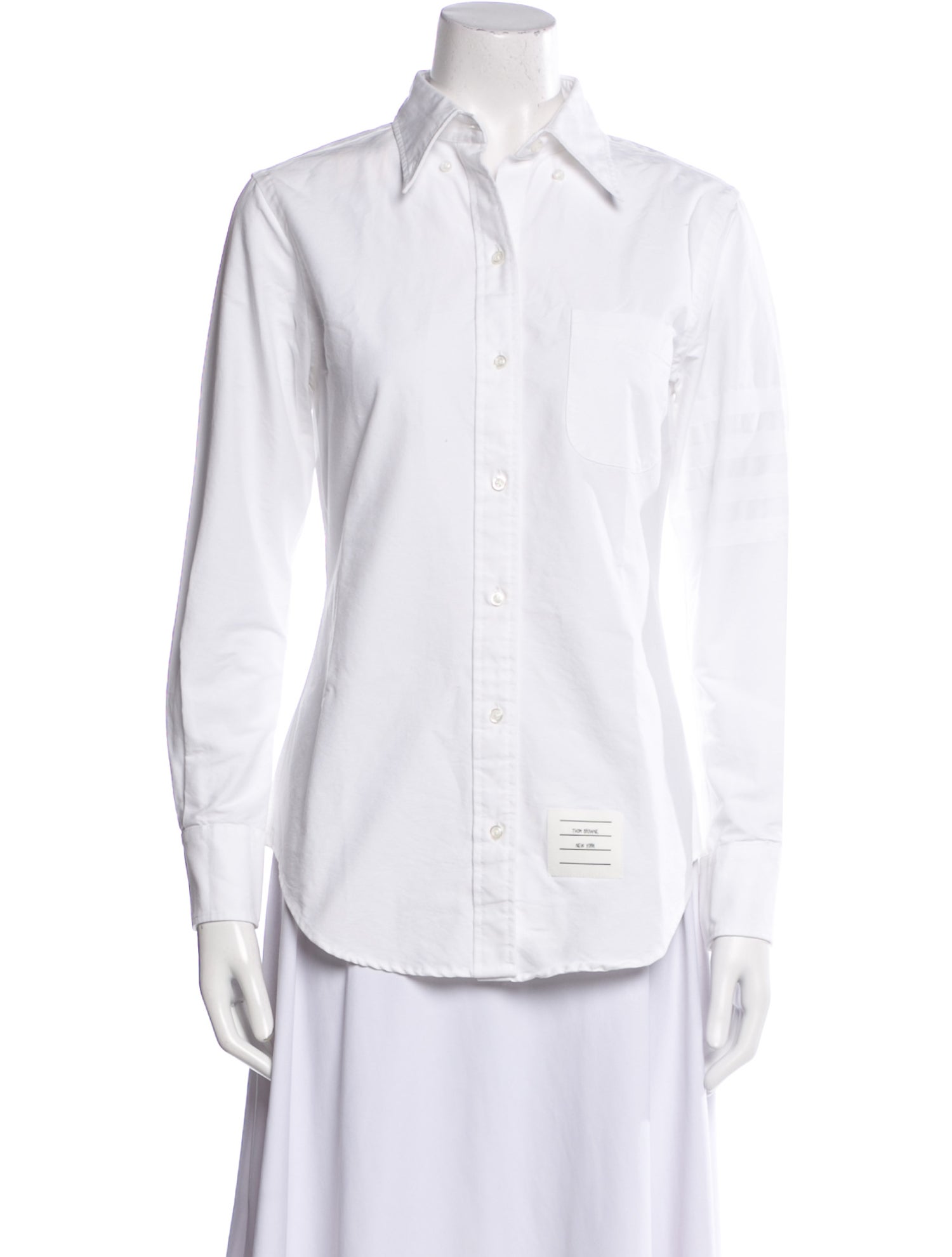 Thom Browne Classic Tonal 4-Bar Oxford Long Sleeve Button-Up Top w/ Tags