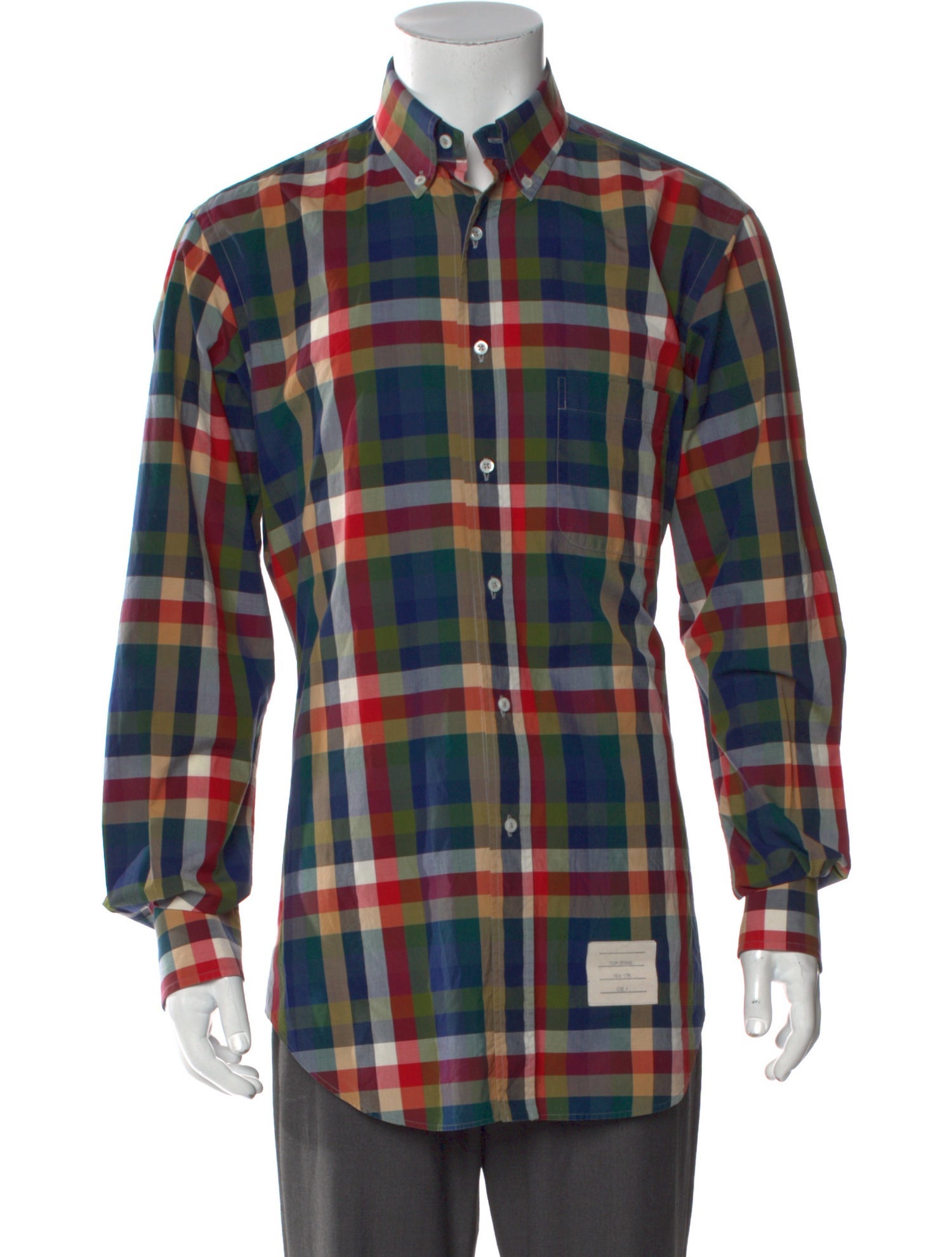 Thom Browne Plaid Print Long Sleeve Shirt