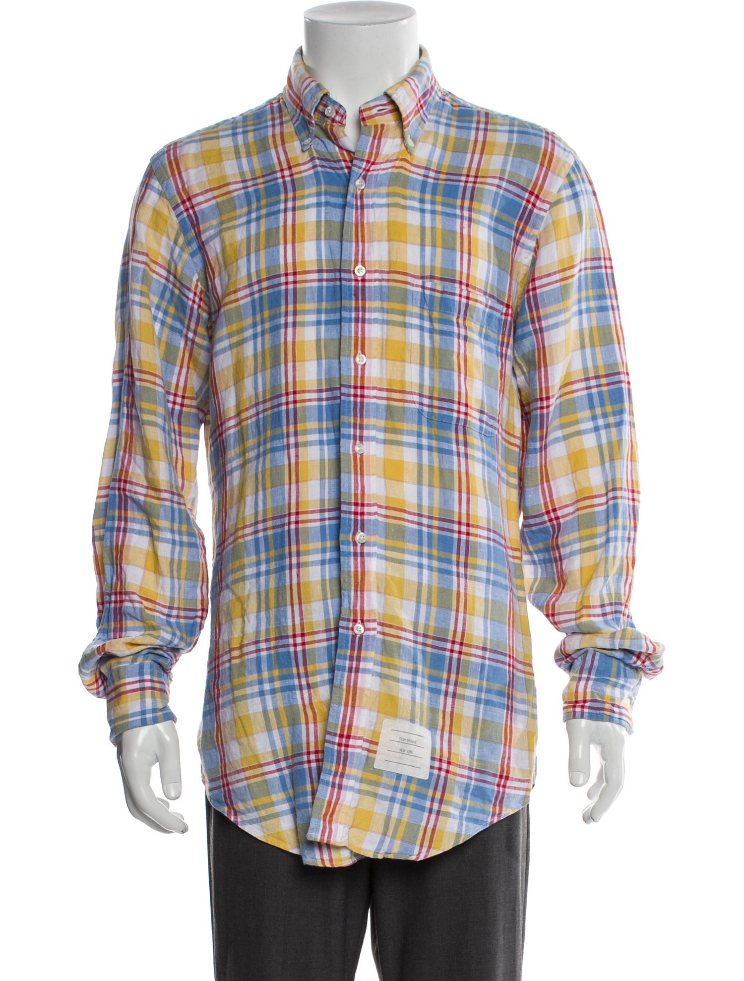 Thom Browne Linen Plaid Print Shirt