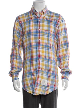 Thom Browne Linen Plaid Print Shirt