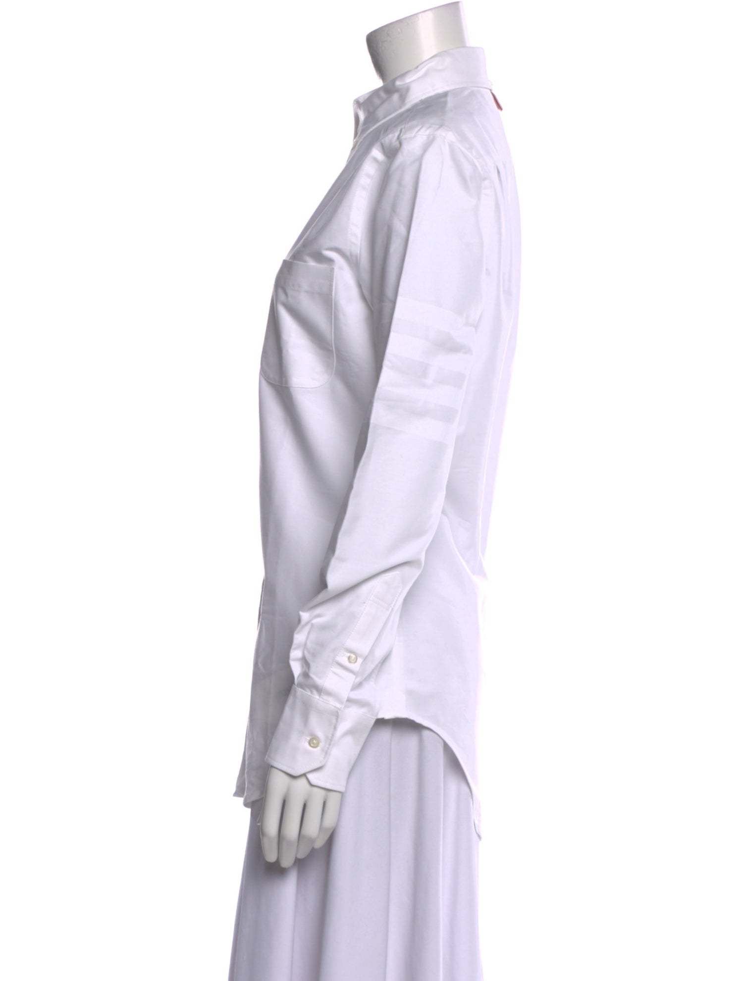 Thom Browne Oxford 4-Bar Long Sleeve Button-Up Top