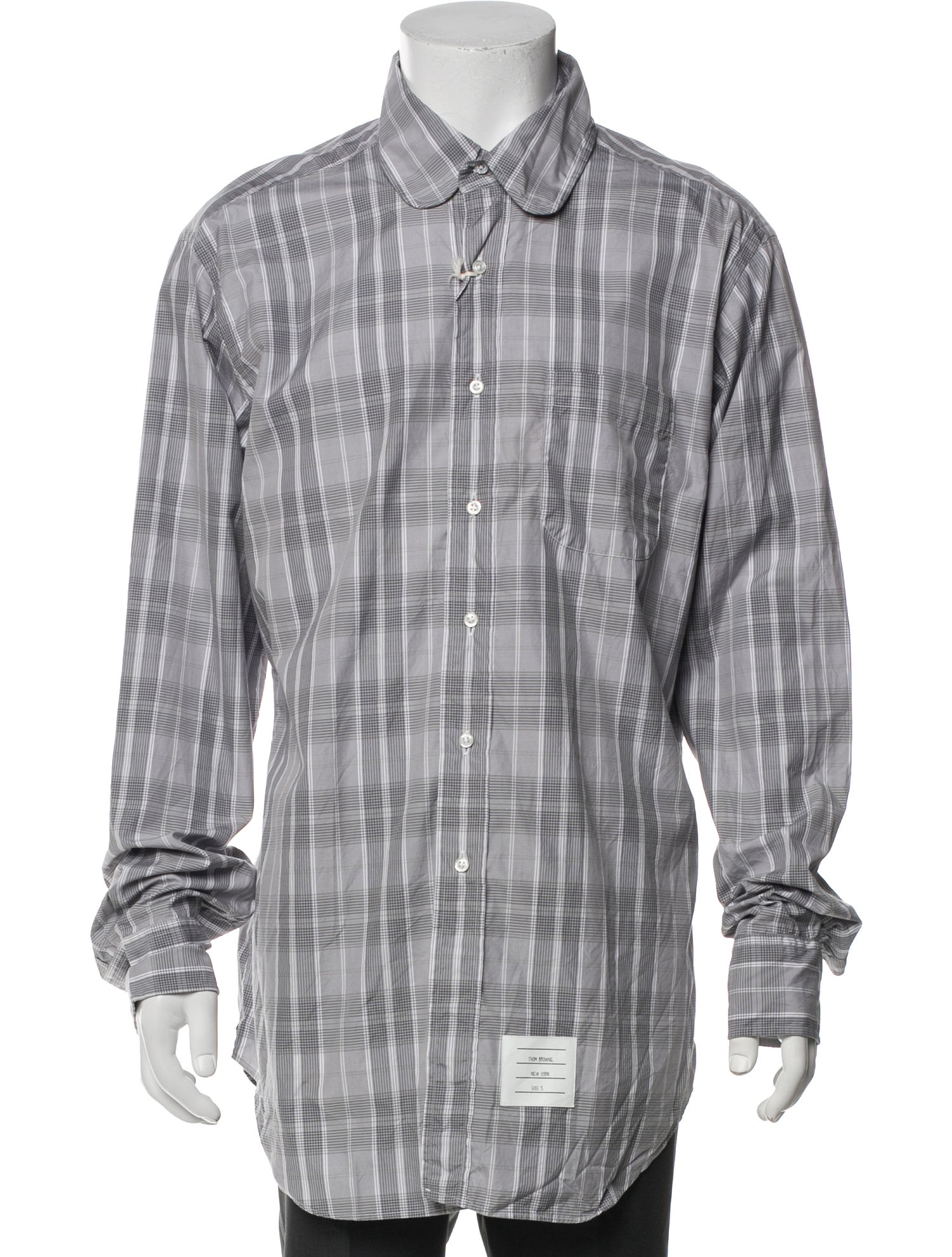 Thom Browne Plaid Print Long Sleeve Shirt