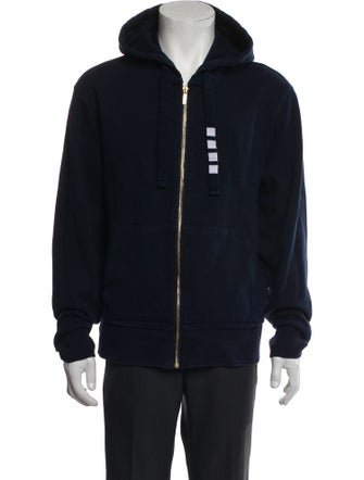Thom Browne Graphic Print V-Neck Hoodie