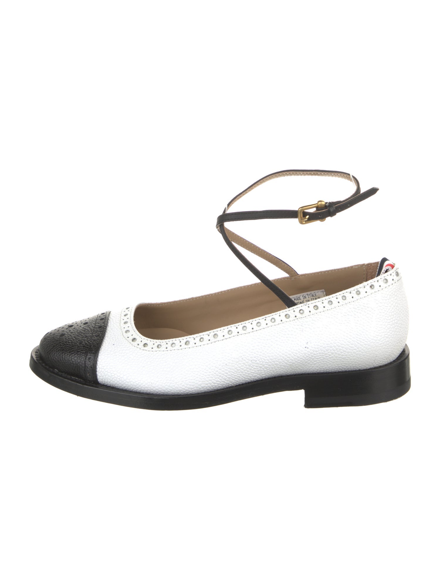 Thom Browne Leather Colorblock Pattern Ballet Flats