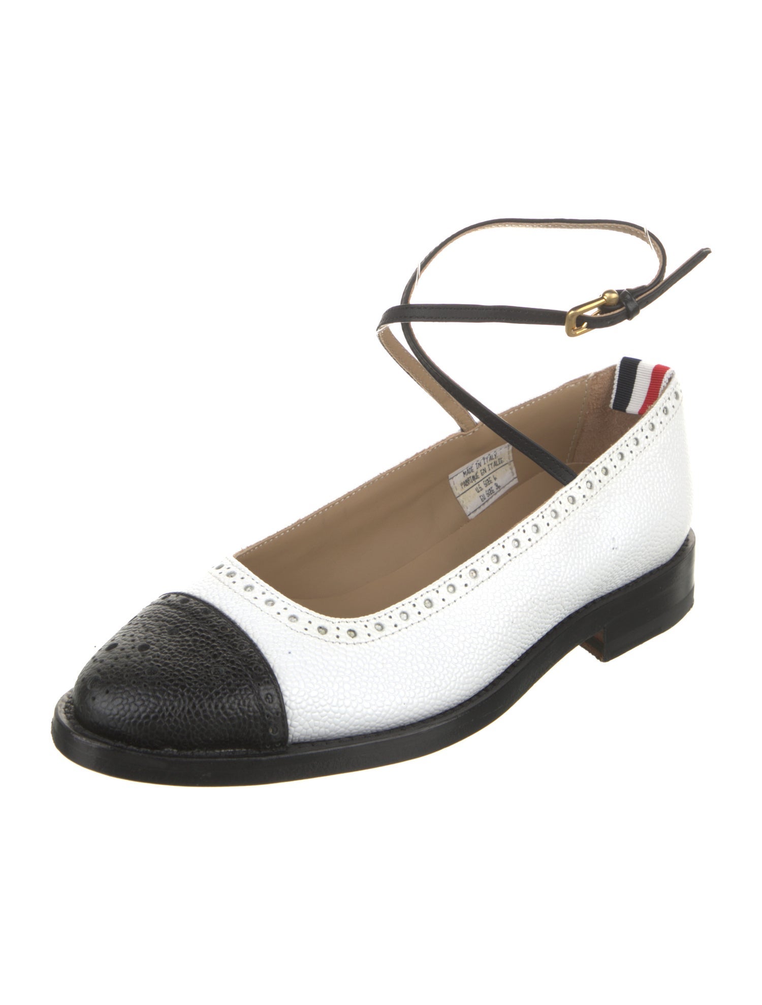 Thom Browne Leather Colorblock Pattern Ballet Flats