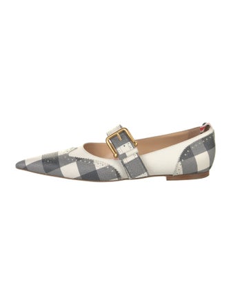 Thom Browne Leather Plaid Print Mary Jane Flats