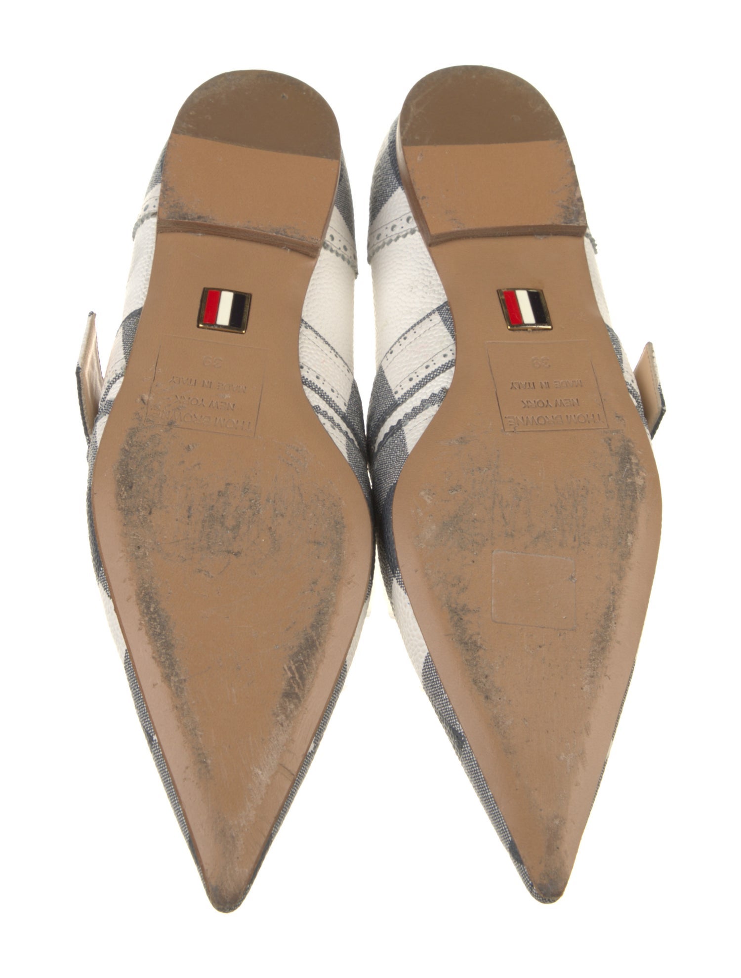 Thom Browne Leather Plaid Print Mary Jane Flats