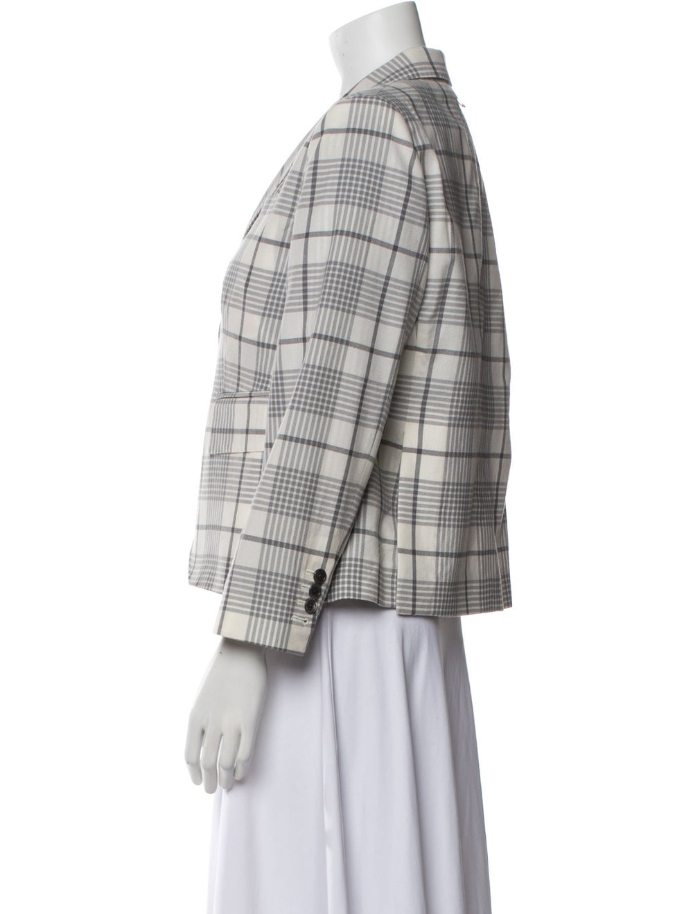 Thom Browne Wool Blazer Neutrals Plaid Print Poin… - image 2